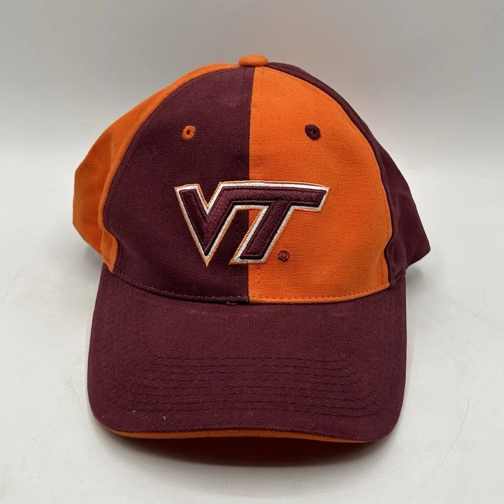Vintage Virginia Tech‎ Hokies Hat Starter Two Tone Strapback Orange Red